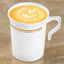 8-Pack Plastic Coffee Mugs White with Gold Stripes - Sturdy Disposable Cups for Coffee and Tea 8oz 4"