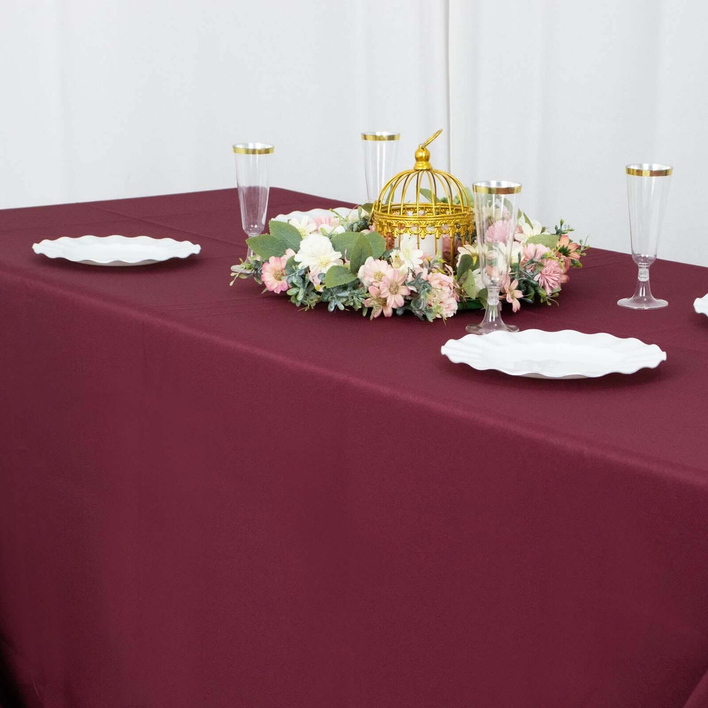 Premium Polyester 90"x156" Rectangle Tablecloth Burgundy - Seamless 220GSM Stain-Resistant Table Cover