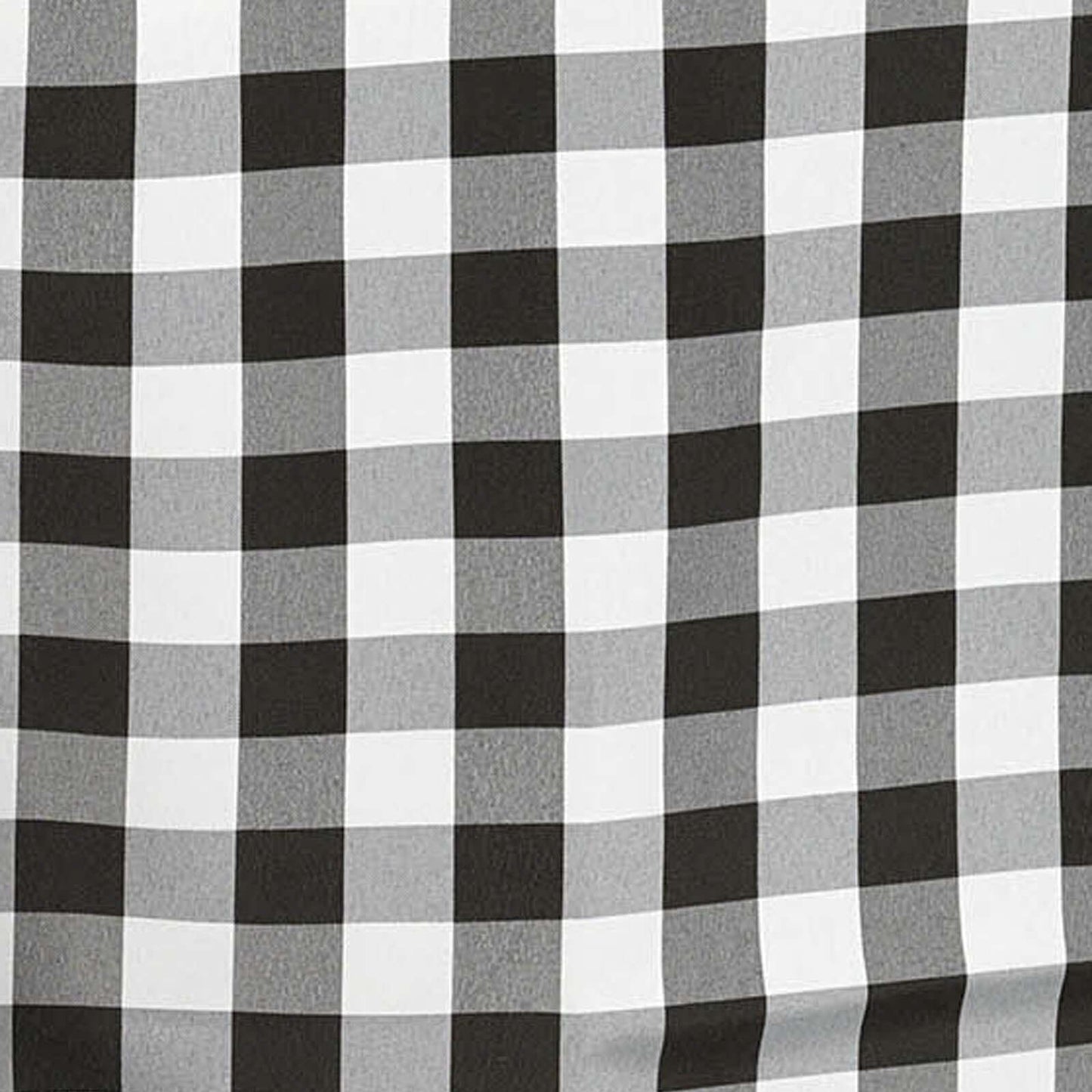 Polyester 90"x132" Rectangle Tablecloth White/Black - Seamless Checkered Buffalo Plaid Design for Farmhouse Celebrations