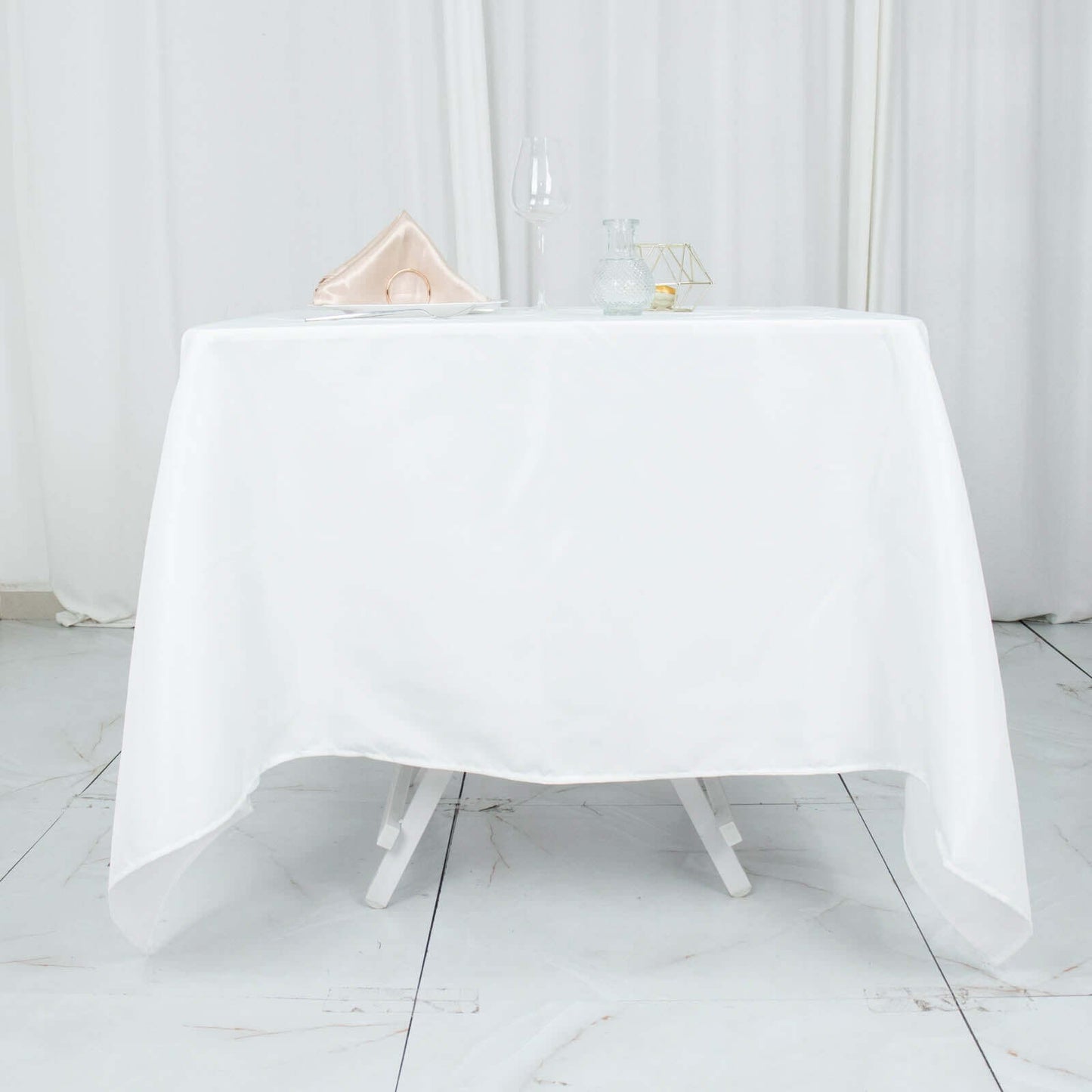 Premium Polyester Square Tablecloth 70"x70" White 220GSM Wrinkle-Resistant Table Cover for Stylish Gatherings