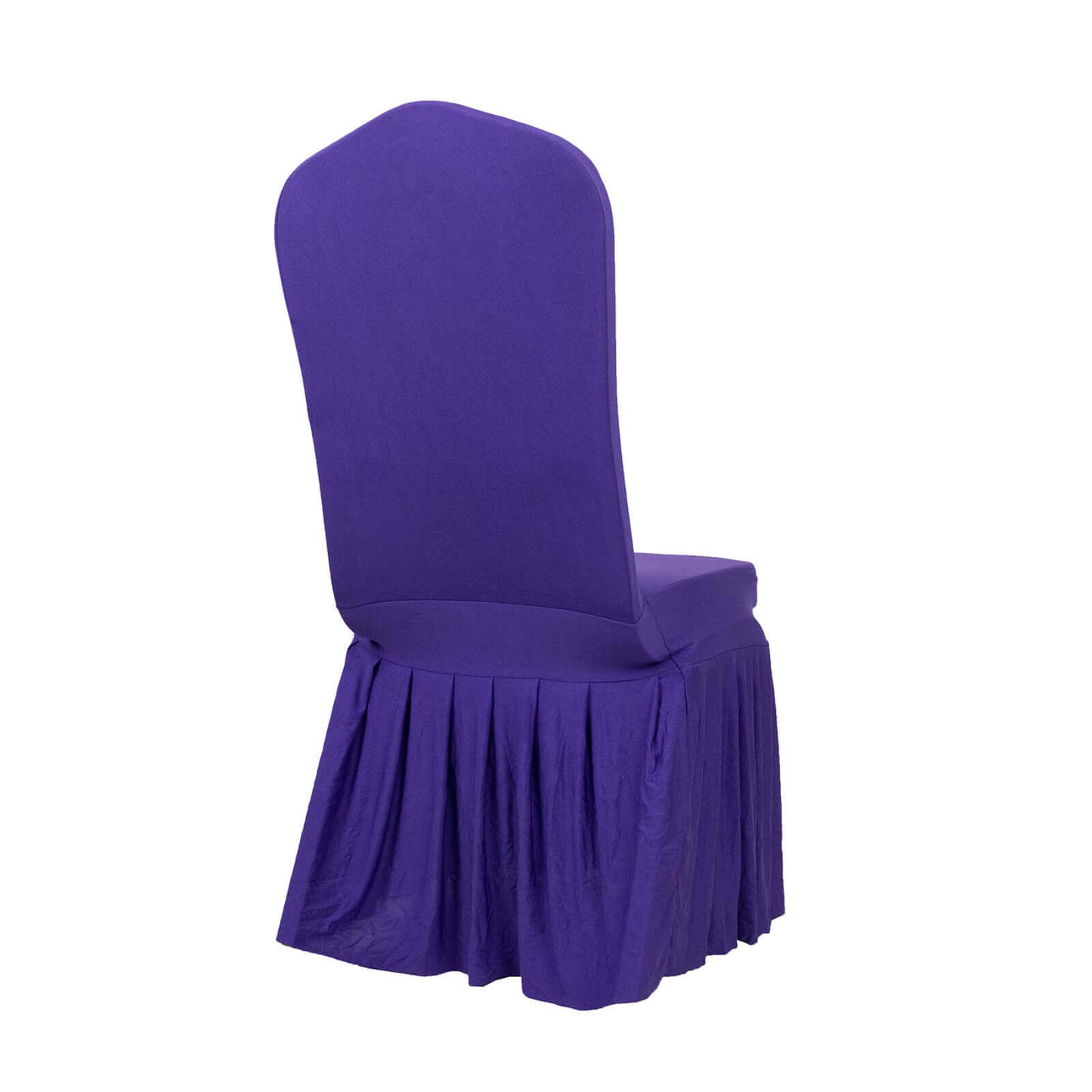 Spandex Chair Cover with Ruffle Pleated Skirt for Banquet Chairs Purple - 1-Piece Stretch Fitted Slipcover