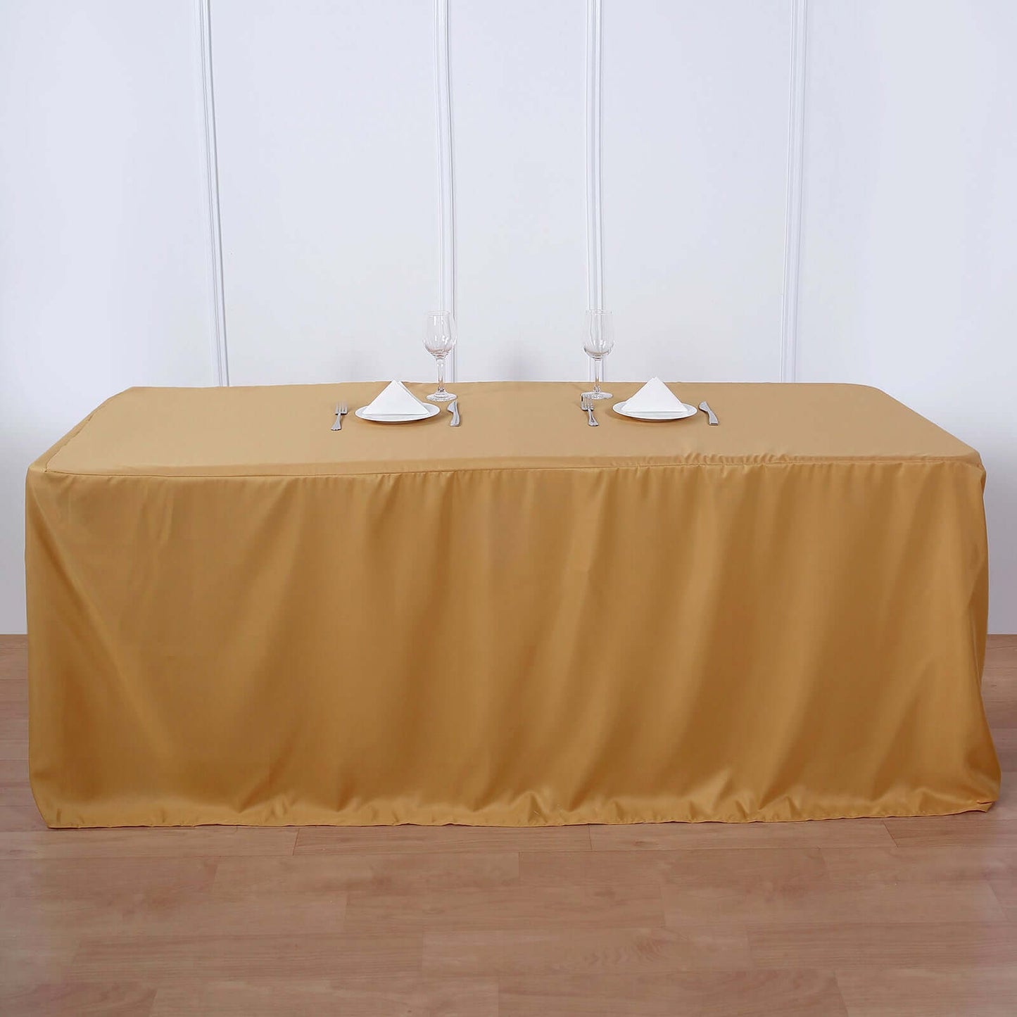 Fitted Polyester 72"x30" Rectangle Tablecloth Gold - Sleek and Durable for Events