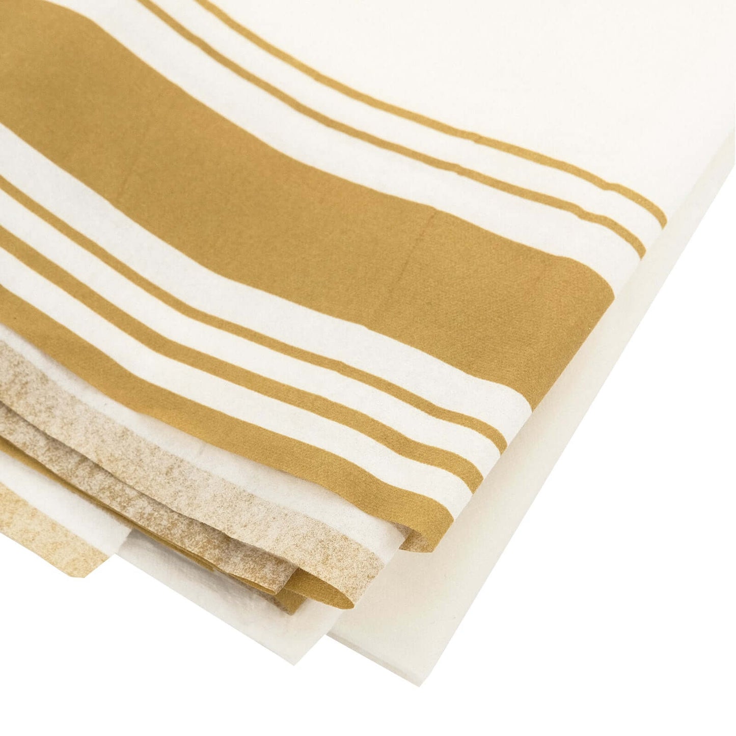 Linen-Like Paper 50"x108" Rectangle Tablecloth White - Disposable Airlaid Table Cover with Gold Striped Border