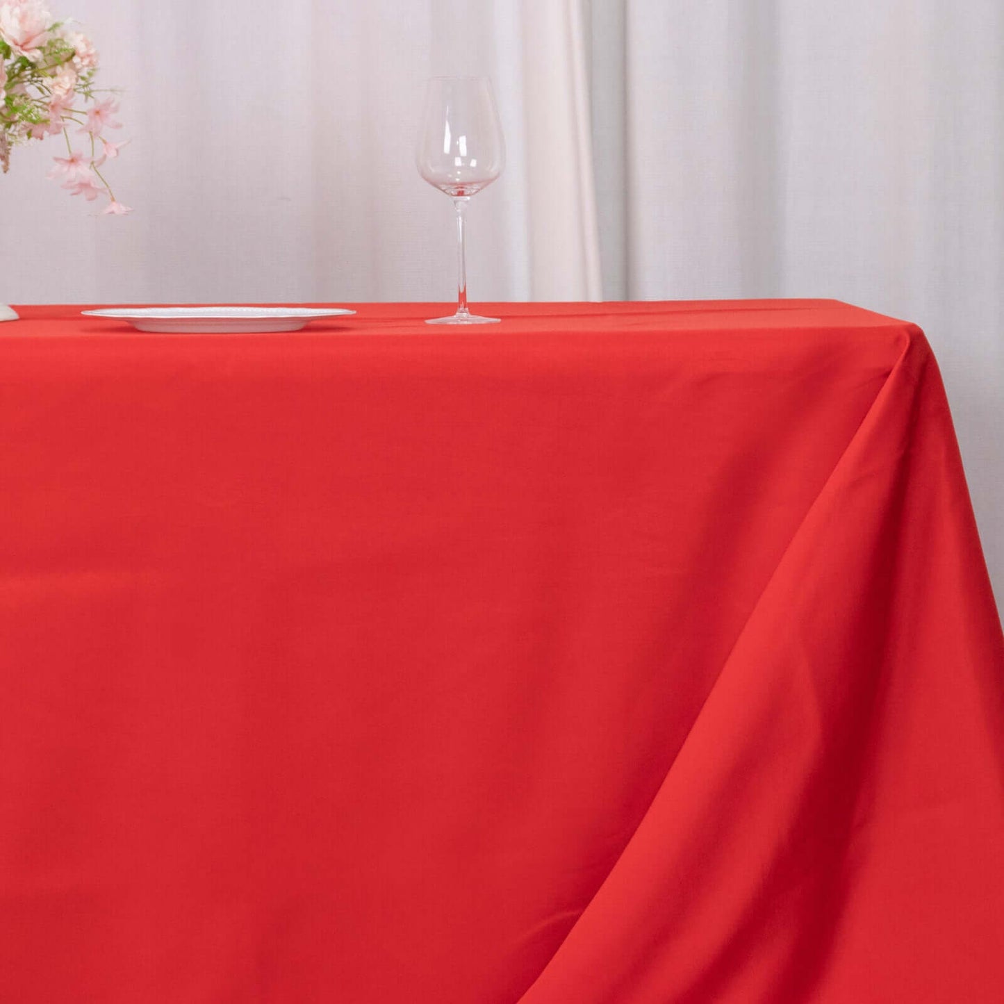 Premium Polyester 90"x156" Rectangle Tablecloth Red - Seamless 220GSM Stain-Resistant Table Cover