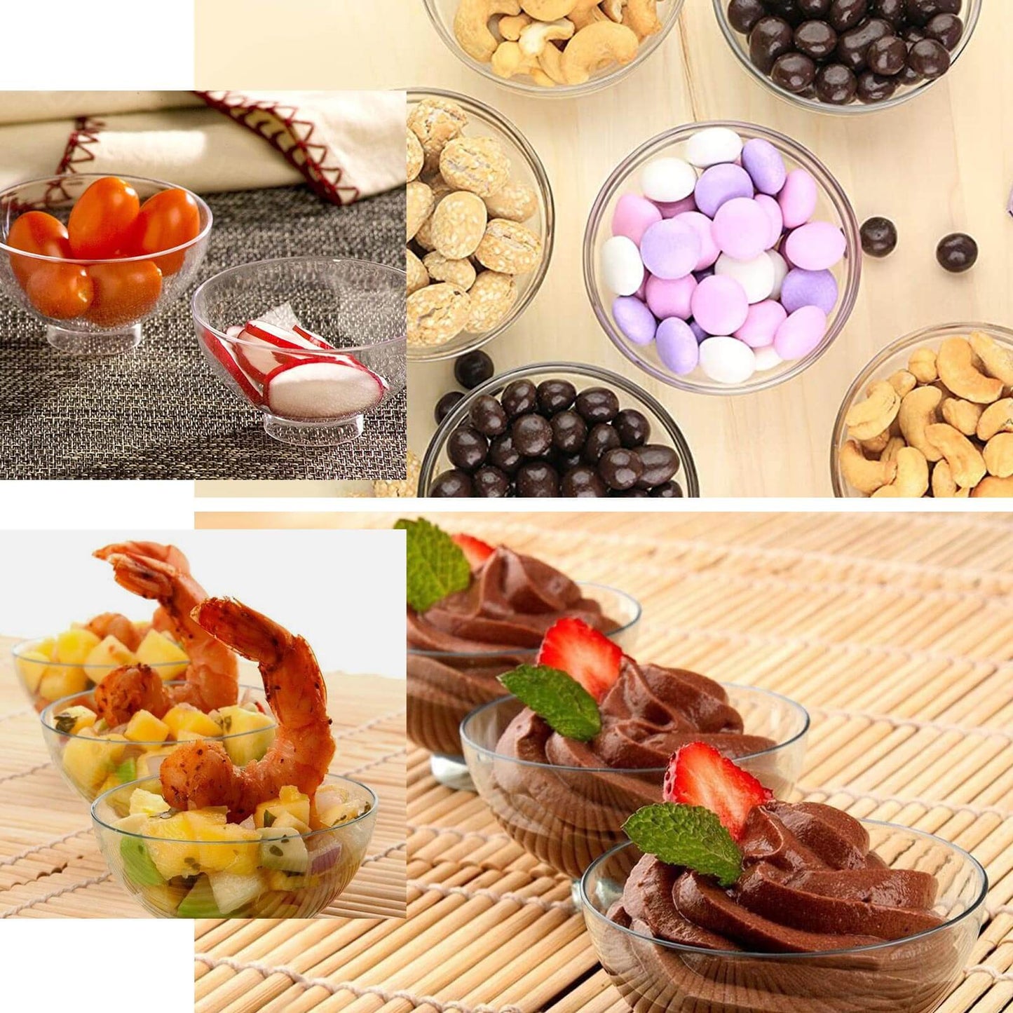 24-Pack Plastic Mini Dipping Bowls Clear - Durable Disposable Bowls for Snacks 2oz