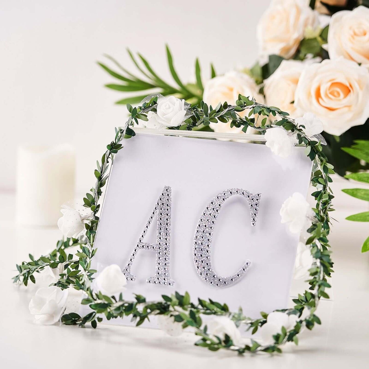 Decorative Rhinestone Alphabet "O" Letter Stickers, Glitter Adhesive Craft Letters Silver DIY Sparkle Embellishments 4"