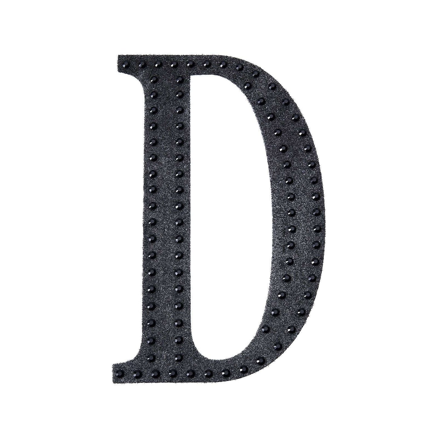Decorative Rhinestone Alphabet "D" Letter Stickers, Glitter Adhesive Craft Letters Black DIY Sparkle Embellishments 6"