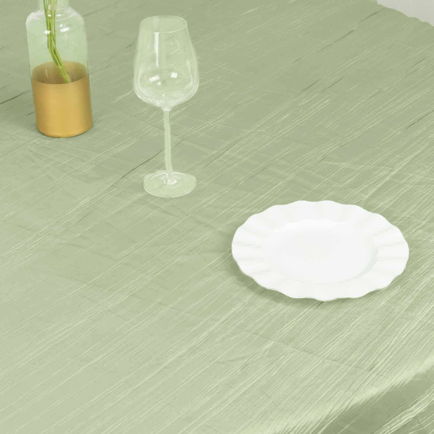 Taffeta 72"x72" Table Overlay Square Tablecloth Sage Green - Accordion Crinkle Table Cover