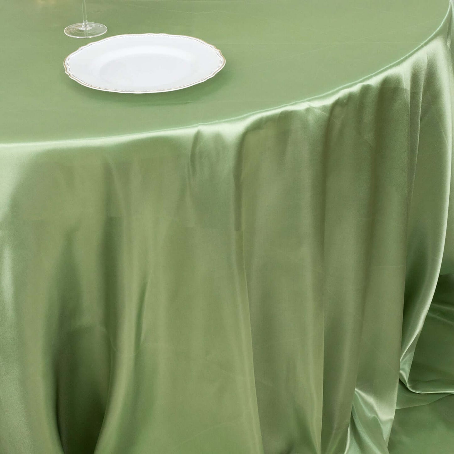 Satin 132" Round Tablecloth Sage Green - Stylish Seamless Table Cover
