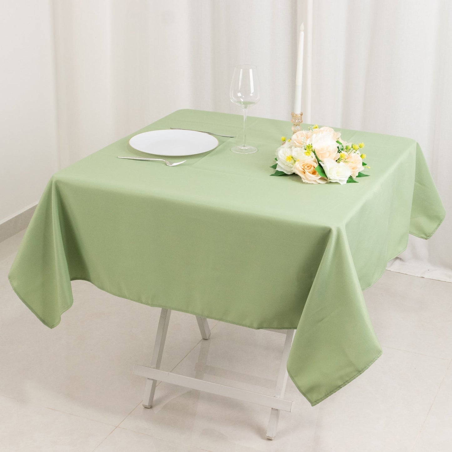 Premium Polyester 54"x54" Square Tablecloth Sage Green - Stain and Wrinkle-Resistant 220GSM Table Cover