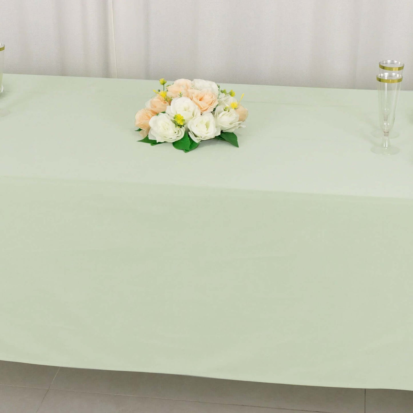 Scuba Rectangular 60"x102" Tablecloth Sage Green - Wrinkle Free & Stain Resistant Table Cover