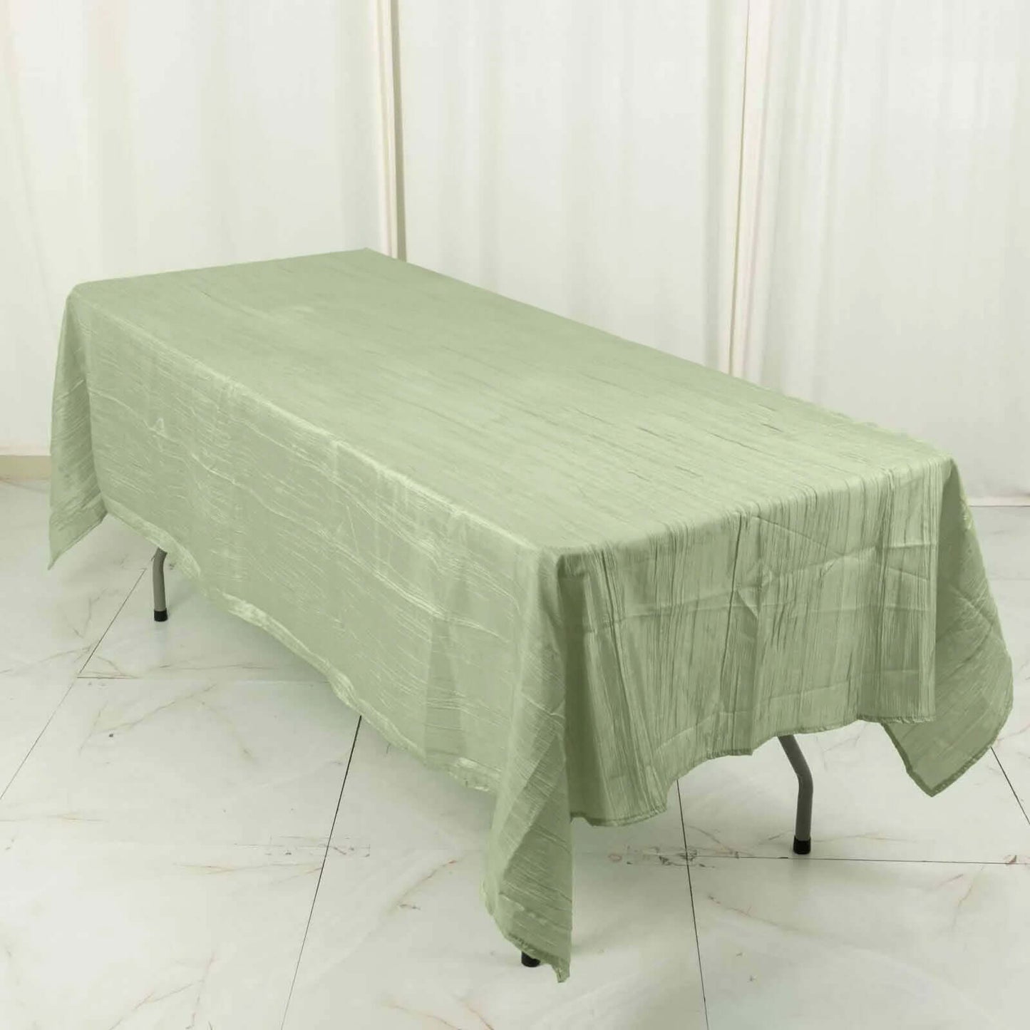 Taffeta 60"x102" Rectangle Tablecloth Sage Green - Accordion Crinkle Table Cover
