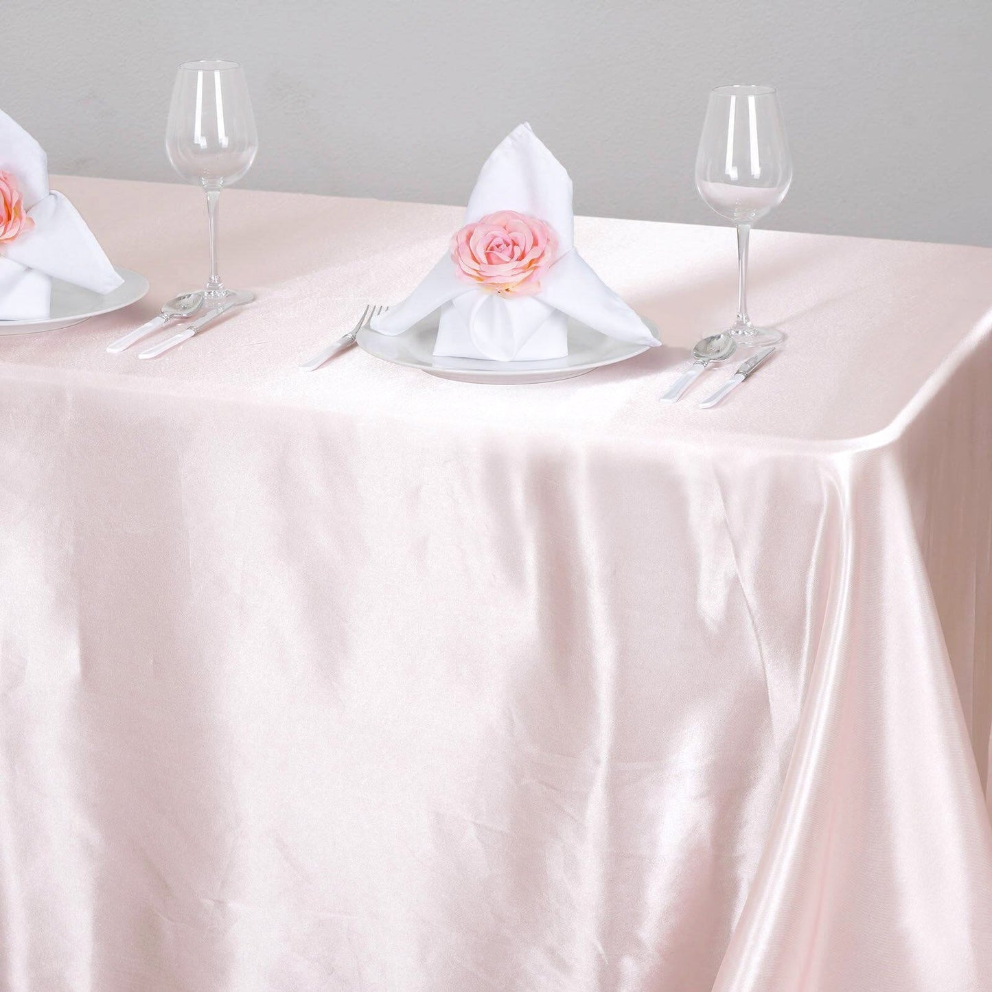 Satin Rectangular 90"x156" Tablecloth Blush - Seamless Table Cover