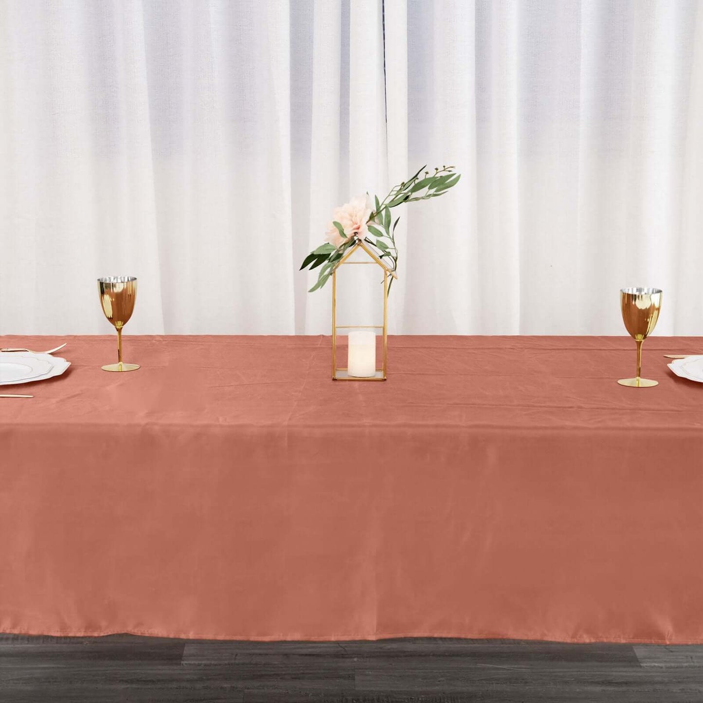 Satin Rectangular 60"x102" Tablecloth Terracotta (Rust) - Smooth and Lustrous Table Cover