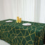 Polyester 90"x156" Rectangle Tablecloth Hunter Emerald Green Seamless with Gold Foil Geometric Pattern - Wrinkle-Resistant Seamless Table Cover for Sophisticated Events