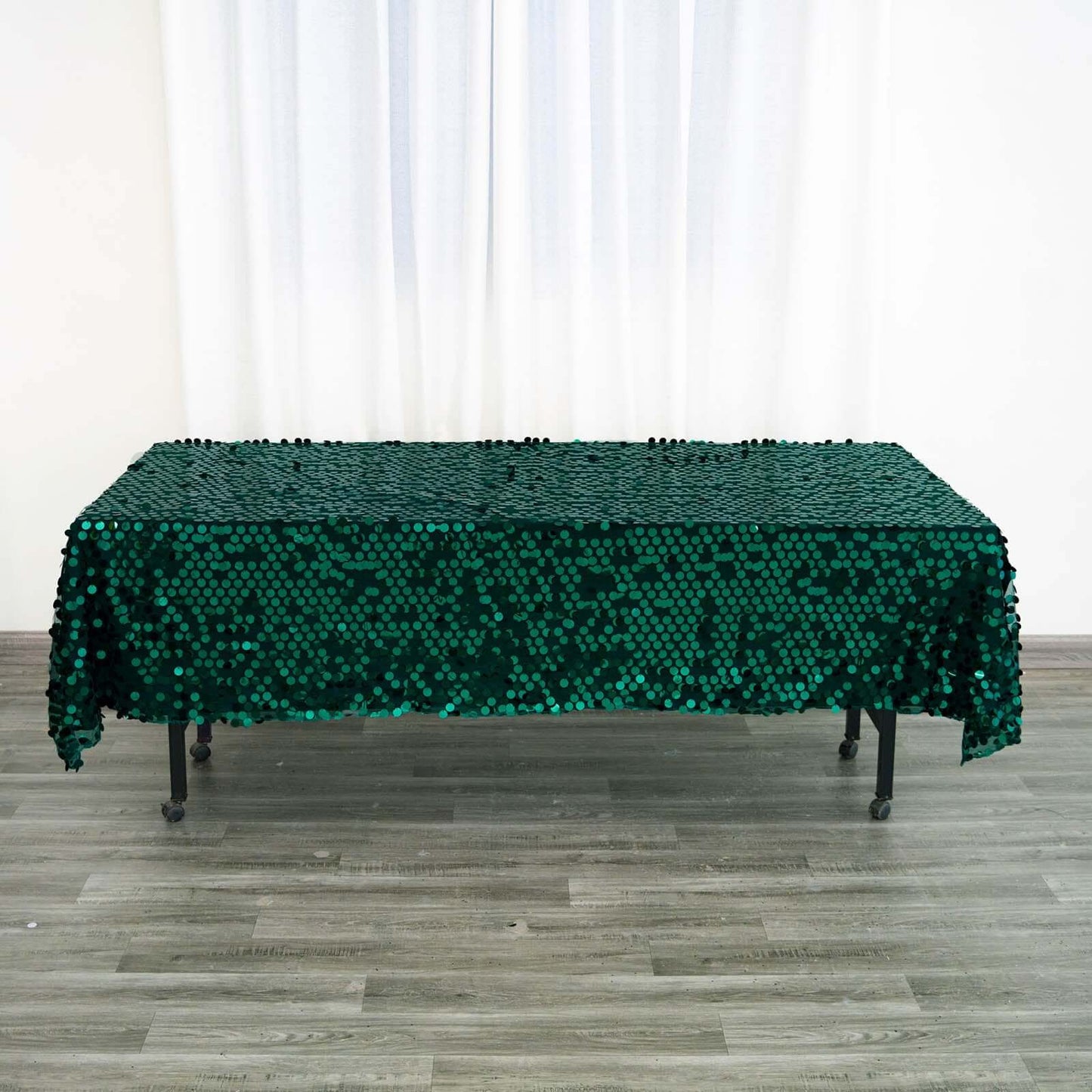 Sequin 60"x102" Rectangle Tablecloth Hunter Emerald Green - Big Payette Design for Modern Gatherings