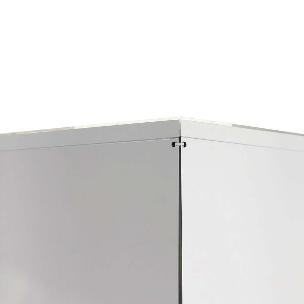 40" Floor Standing Silver Mirror Finish Acrylic Display Box, Pedestal Riser with Interchangeable Lid and Base