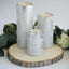 Set of 3 LED Flameless Pillar Candles Remote Operated Metallic Silver - Battery Powered 4", 6", 8"