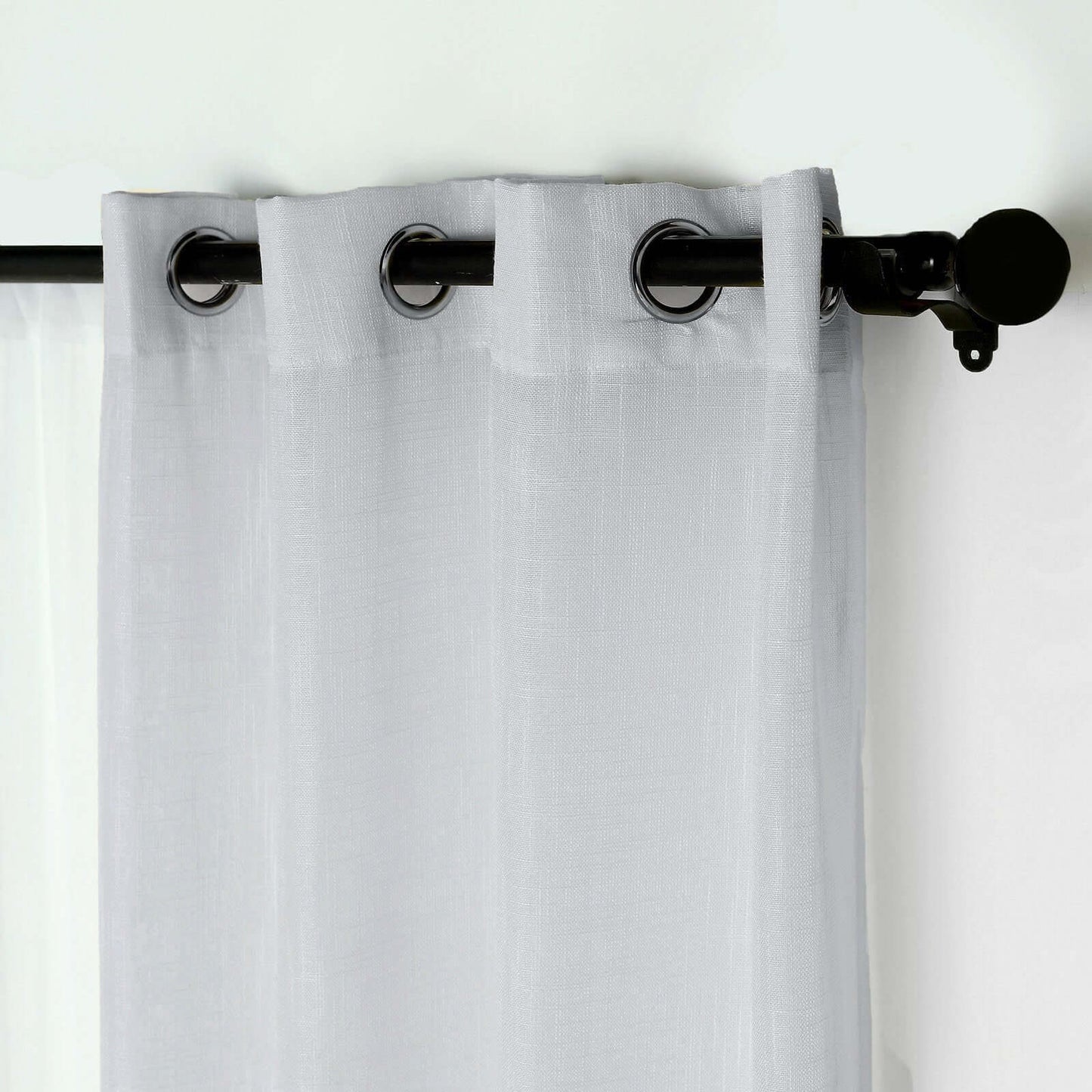 2 Pack Handmade Silver Faux Linen Curtains 52"x96", Curtain Panels With Chrome Grommets