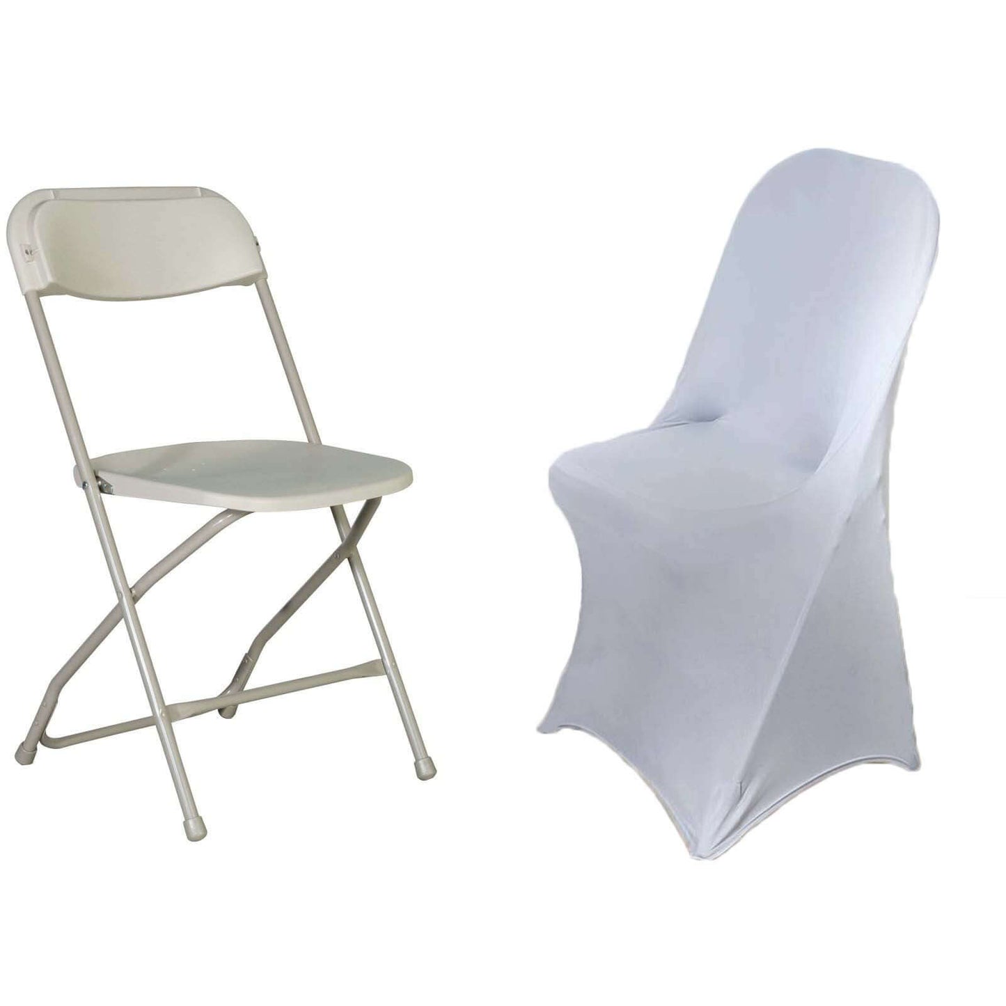 Stretch Spandex Chair Cover Silver for Folding Chairs - Reusable & Wrinkle-Resistant 160GSM Fitted Slipcover