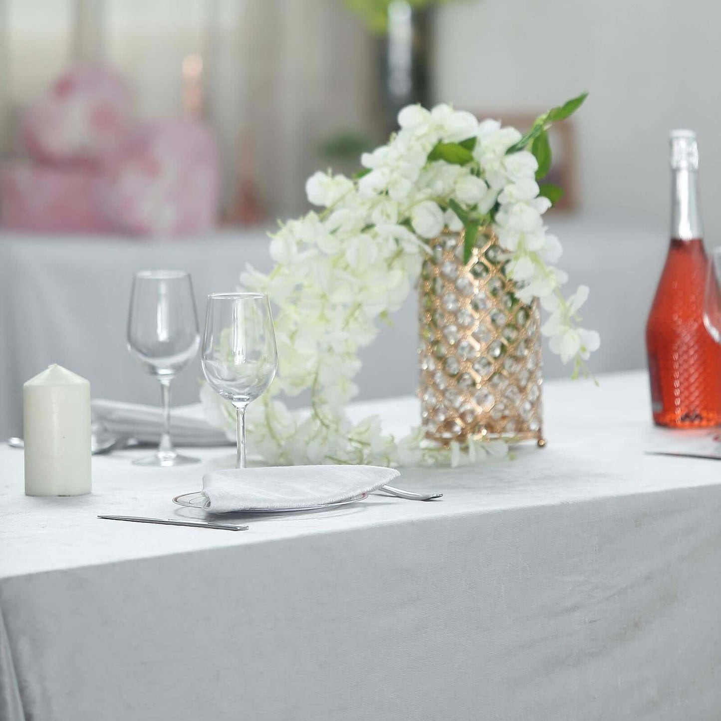 Premium Velvet 90"x156" Rectangle Tablecloth Silver - Reusable Soft & Seamless Table Cover