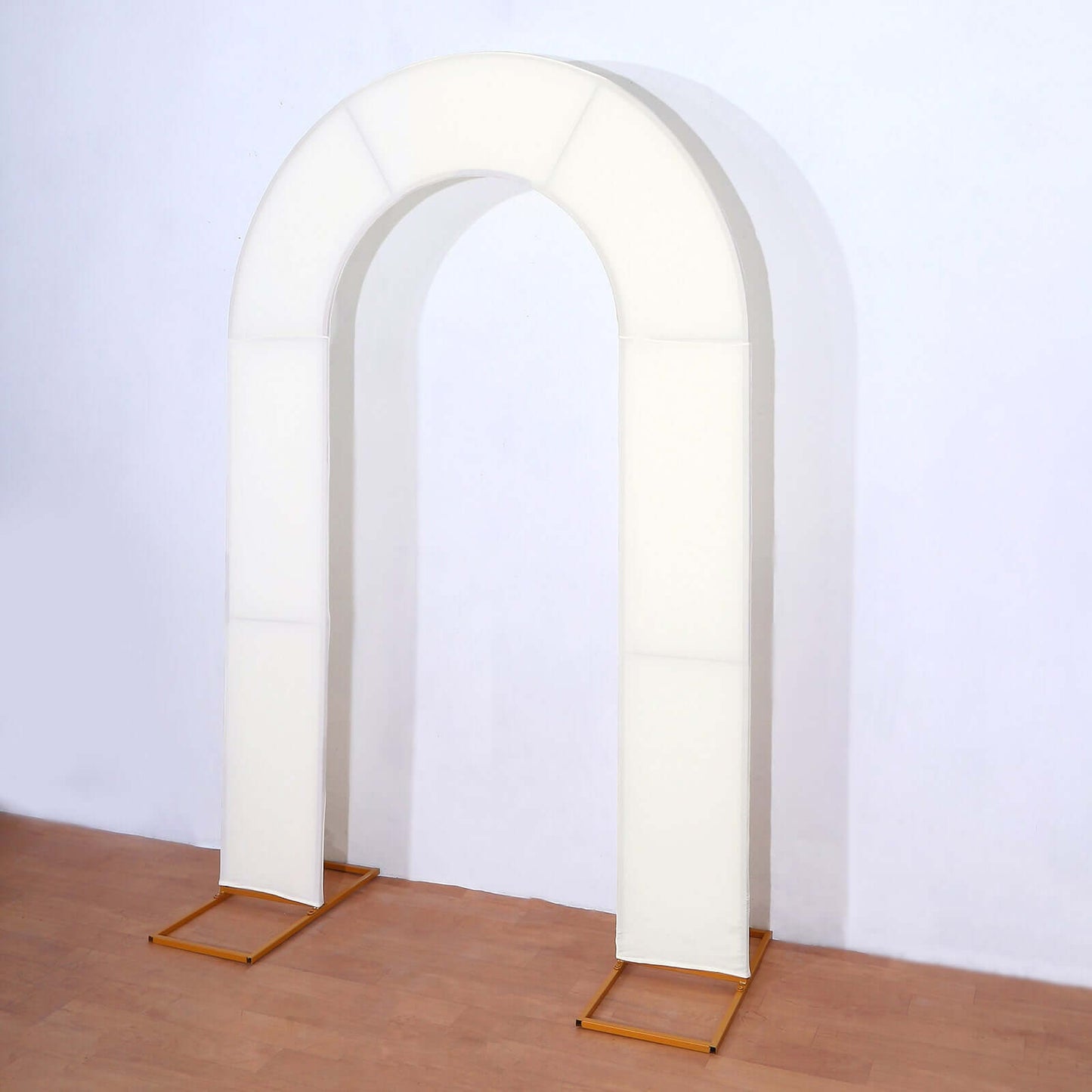 8ft Ivory Spandex Fitted Open Arch Wedding Arch Cover, Double-Sided U-Shaped Backdrop Slipcover