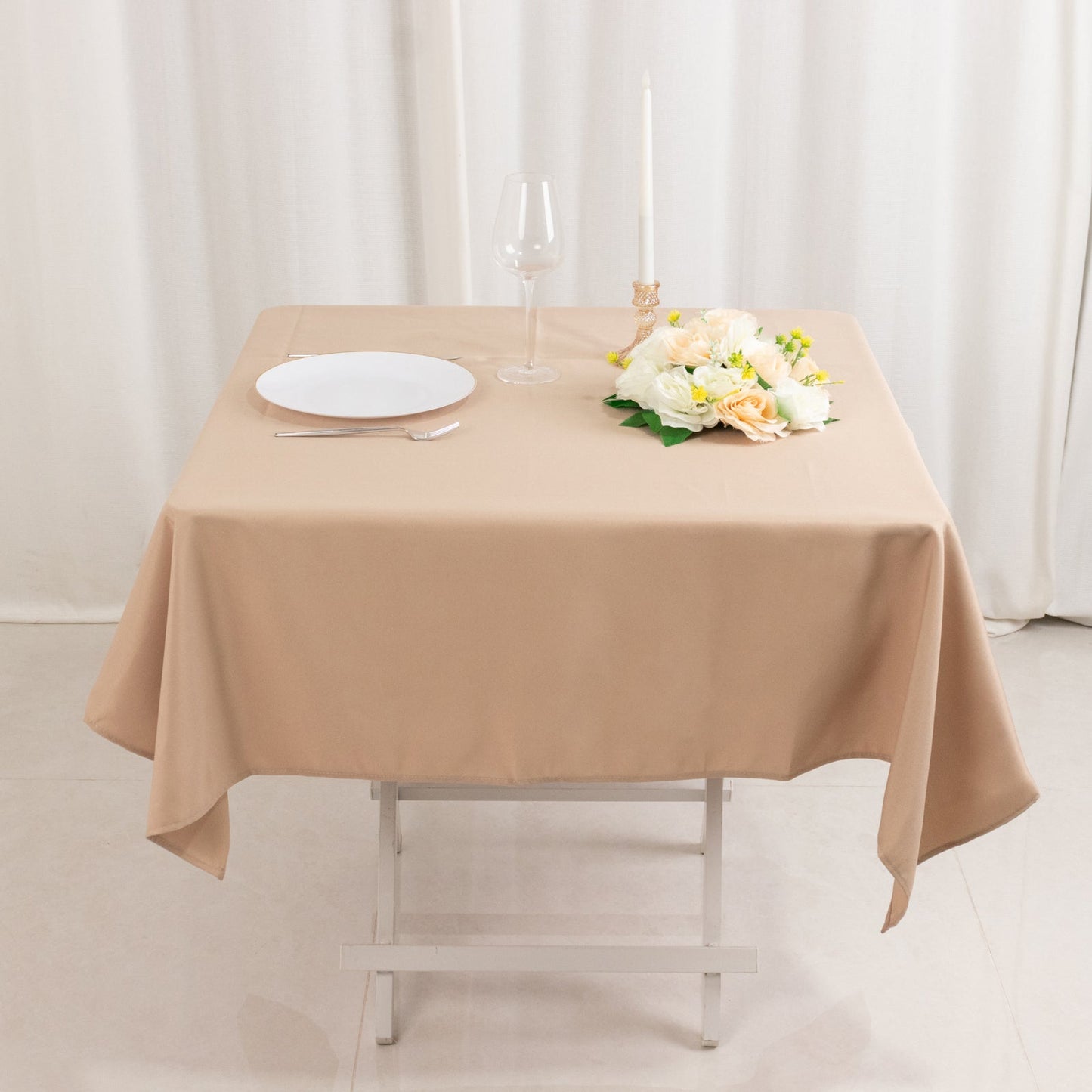 Premium Polyester 54"x54" Square Tablecloth Nude - 220GSM Stain and Wrinkle-Resistant Table Cover