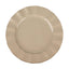 10-Pack Plastic 9" Round Dinner Plates in Taupe Ruffled Rim with Gold Edging - Sturdy Disposable Dinnerware