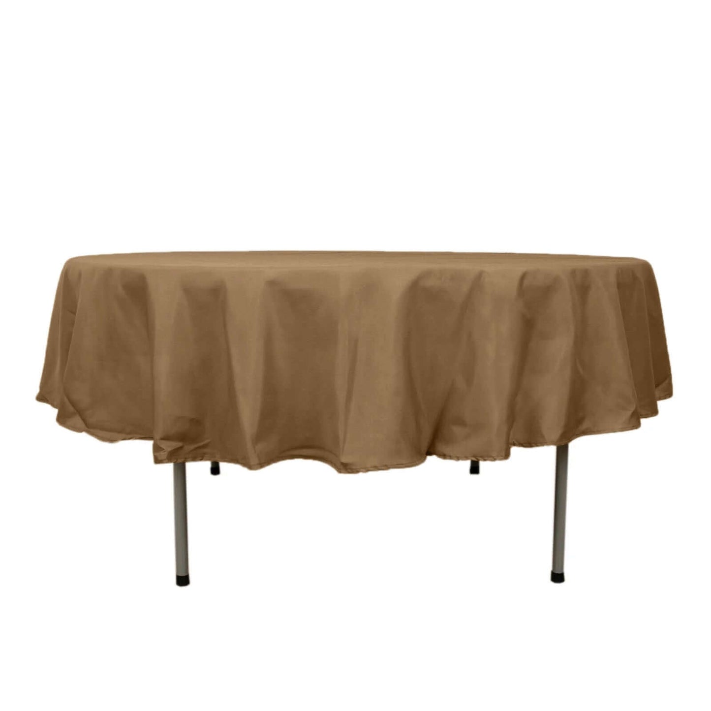 Polyester 90" Round Tablecloth Taupe - Stain & Wrinkle-Resistant Table Cover