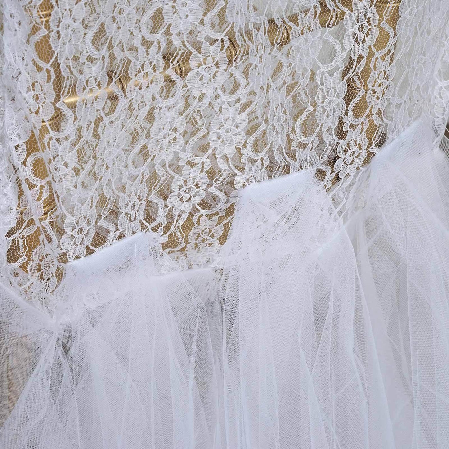 Lace and Tulle Chair Cover Skirt for Wedding Chairs Ivory - Stylish Tutu Slipcover for Sophisticated Event Decor