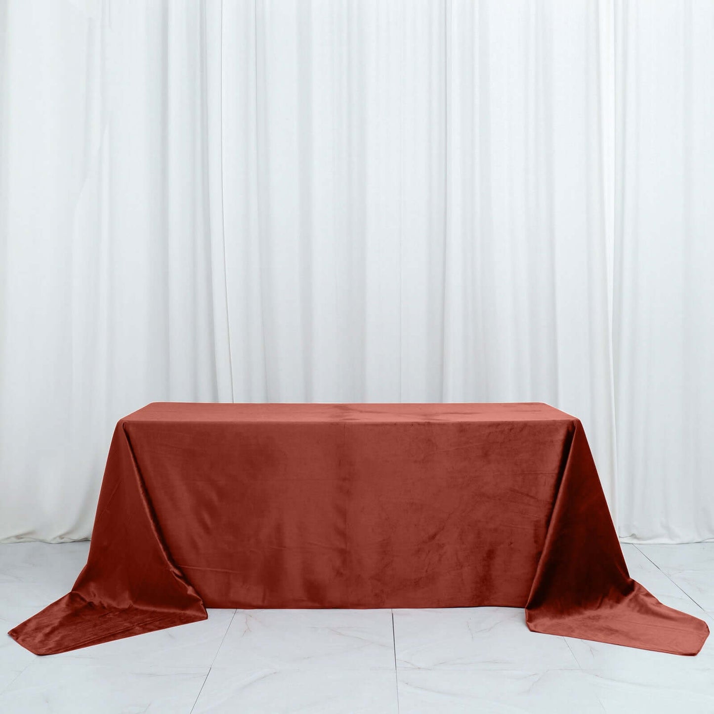 Premium Velvet 90"x156" Rectangle Tablecloth Terracotta (Rust) - Reusable Soft & Seamless Table Cover
