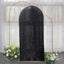 6ft Black Shimmer Tinsel Spandex Chiara Backdrop Stand Cover For Fitted Round Top Wedding Arch