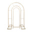 Set of 2 Gold Metal Round Top Chiara Backdrop Stand Wedding Arches, Double Arch Floral Balloon Frame Ceremony Arbors - 6ft,8ft