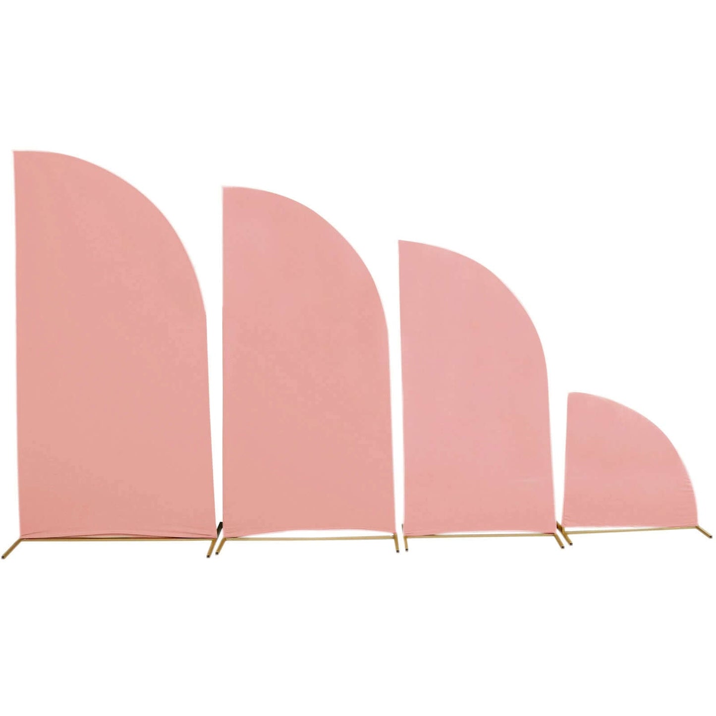 Set of 4 Matte Dusty Rose Spandex Half Moon Chiara Backdrop Stand Covers, Custom Fitted Wedding Arch Covers - 2.5ft,5ft,6ft,7ft