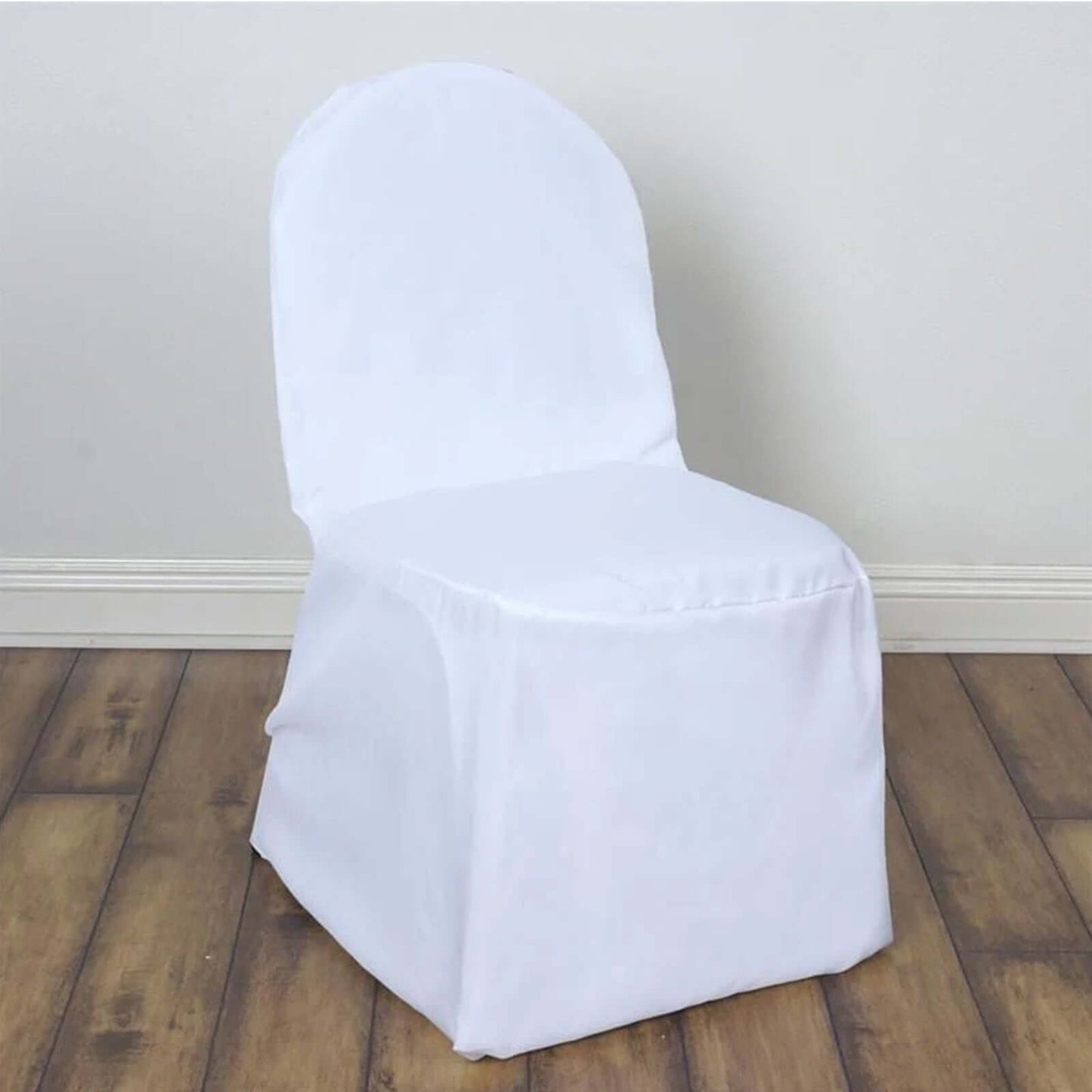 10 Pack Polyester Chair Cover for Banquet Chairs White - Stain-Resistant Reusable Slip-On Slipcover