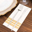 20 Pack Linen-Like Paper 8"x4" Napkins White With Gold Lines - Soft Hygienic Airlaid Guest Towels
