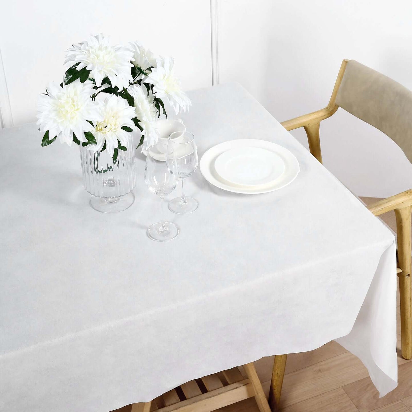 Linen-Like Paper 50"x108" Rectangle Tablecloth White - Disposable Airlaid Table Cover for Easy Cleanup