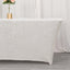 Crushed Velvet Fitted Rectangular 6ft Table Cover White - Wrinkle-Free Stretchy Tablecloth for Weddings and Banquets