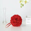 2 Pack 7" Red Artificial Silk Rose Kissing Ball, Faux Flower Ball