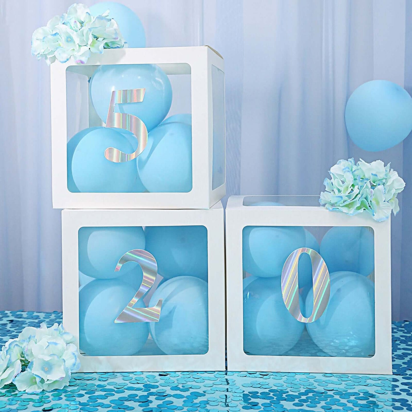 4 Pack 5" Iridescent 0-9 Number Stickers Banner, Customizable Stick on Numbers - 0