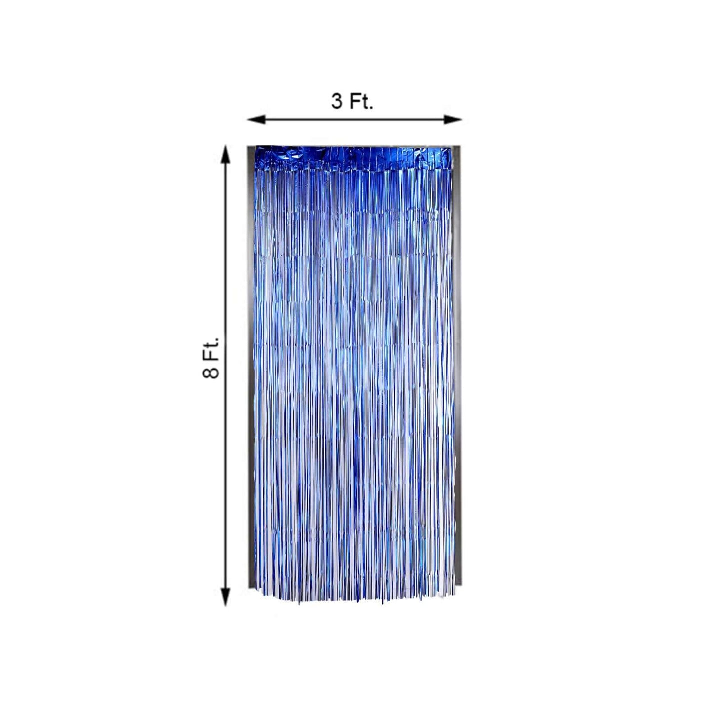 8ft Royal Blue Metallic Tinsel Foil Fringe Doorway Curtain Party Backdrop