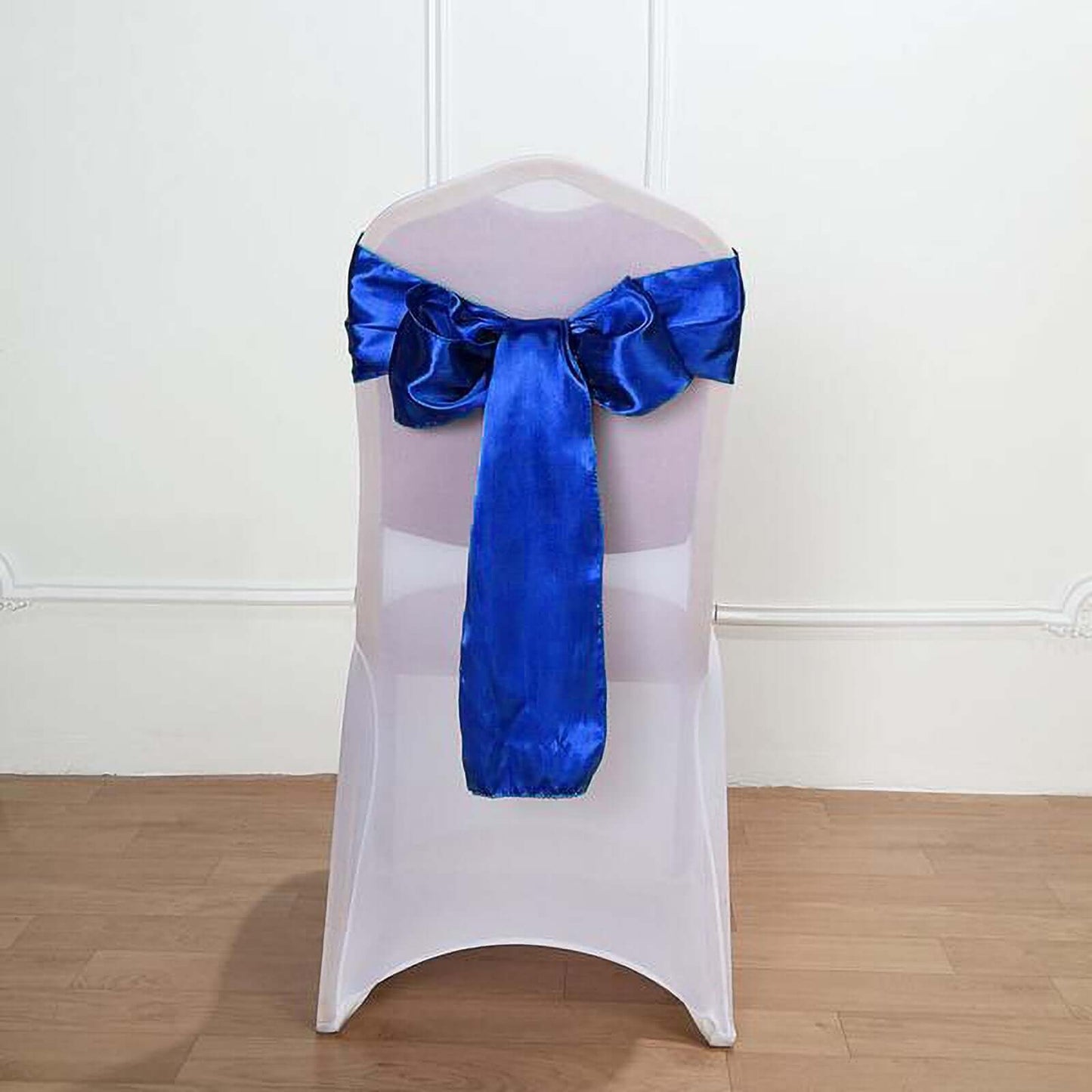 5 Pack Satin Chair Sashes Royal Blue - Durable Chair Bows with Shiny Finish 6"x106"