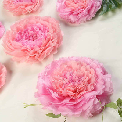Set of 6 Blush Pink Carnation 3D Paper Flowers Wall Decor - 7",9",11"