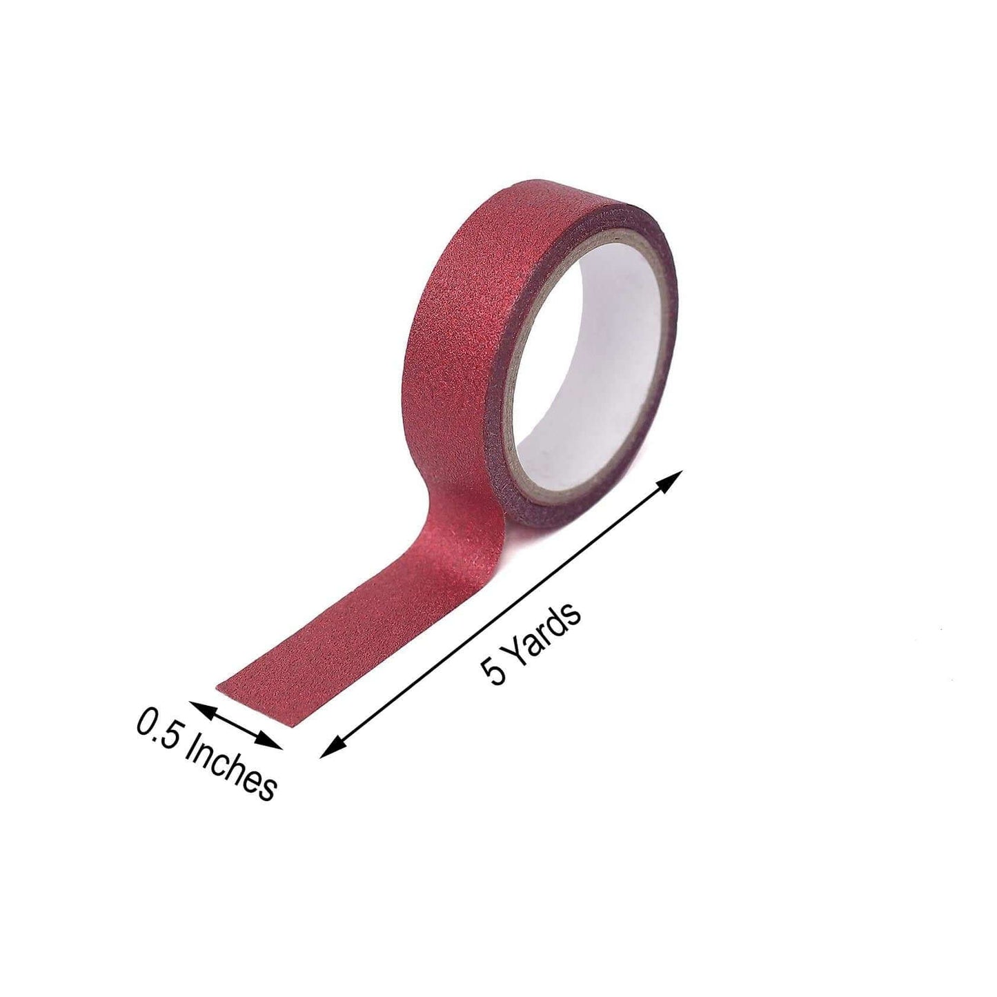 5 Pack 0.5"x5 Yards Burgundy Washi DIY Craft Glitter Tape