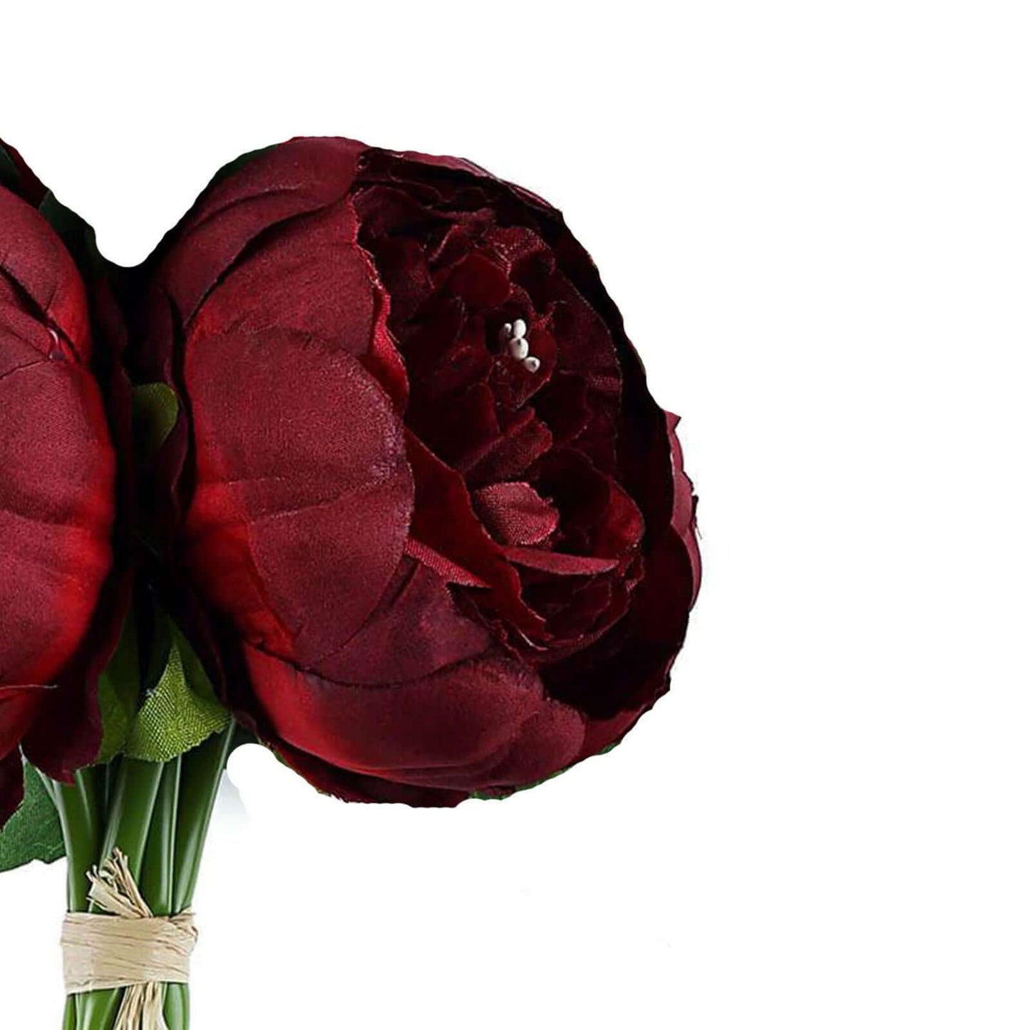 5 Flower Head Burgundy Peony Bouquet Artificial Silk Peonies Spray