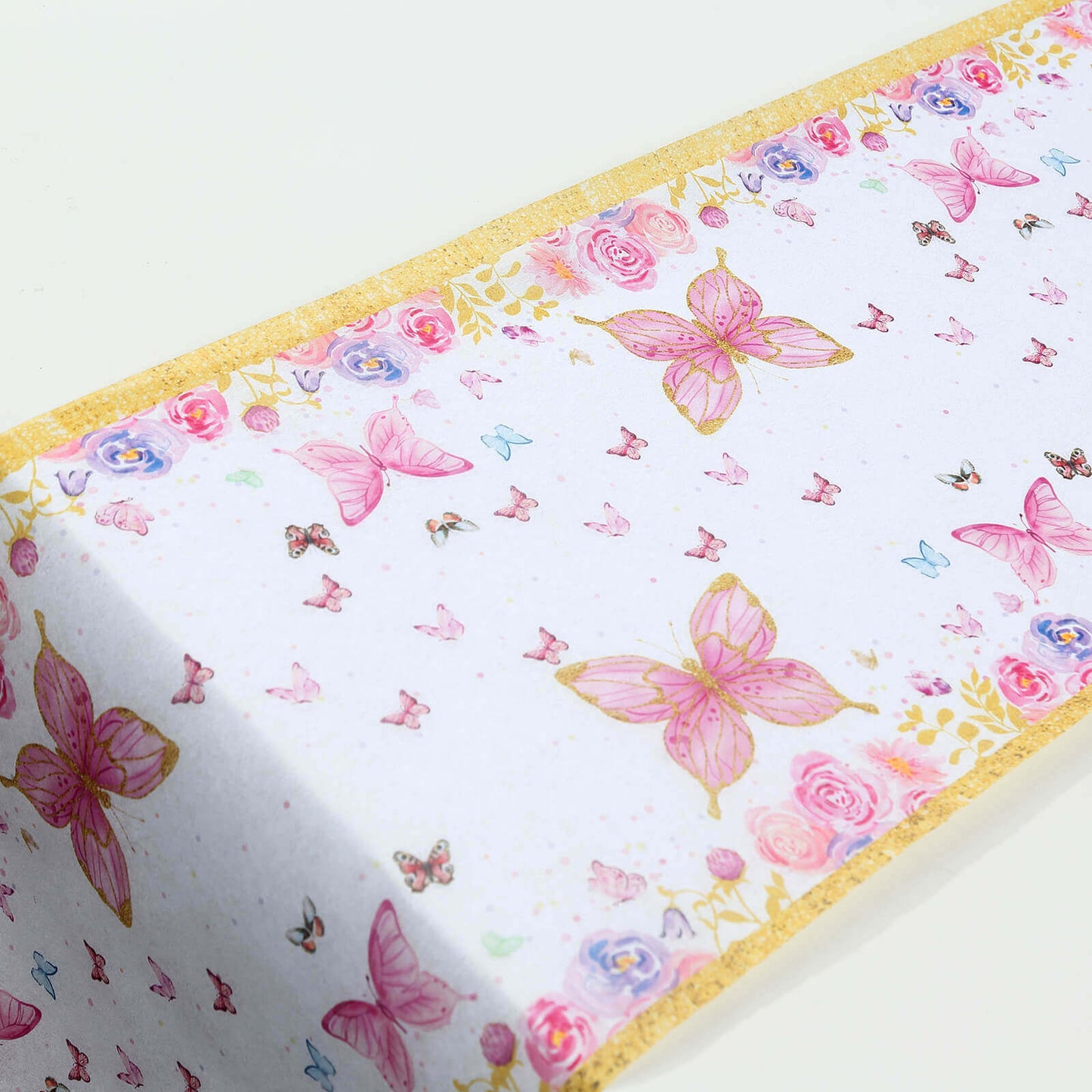 5 Pack Disposable Table Runners 11"x108" White with Pink Butterflies - Non-woven Stylish Spring Summer Dining Decor
