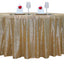 Sequin 132" Round Tablecloth Champagne - Seamless Dazzling Table Cover