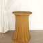 Spandex 30" Round Cocktail Table Cover Skirt Gold With Natural Wavy Drapes