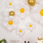 Set of 10 White Daisy Flower-Shaped Mylar Foil Balloons, Assorted Floral Balloon Party Decorations with Balloon Dots - 10", 19", 27"