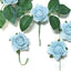 24 Roses 2" Dusty Blue Artificial Foam Flowers With Stem Wire and Leaves